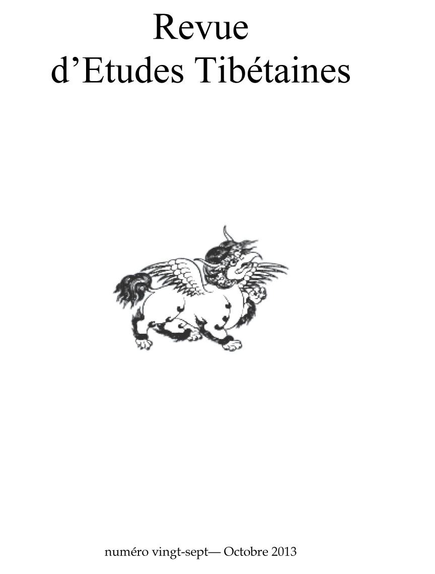 Revue d'Etudes Tibétaines, Number 27, October 2013